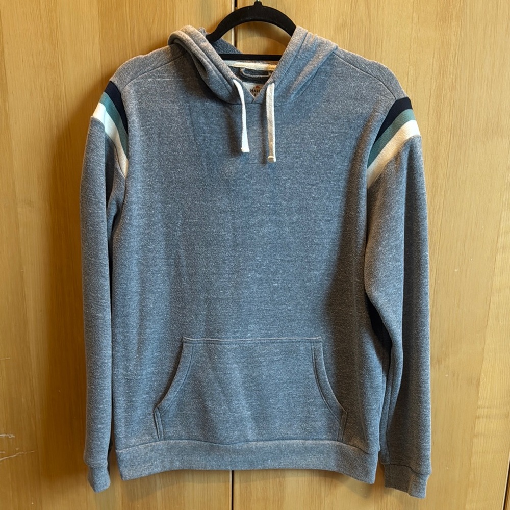 Marine Layer - Gray Hoodie with Striped Sleeves